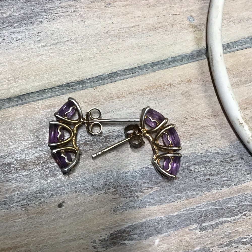 925. Amethyst And Solid Silver Earrings - image 2